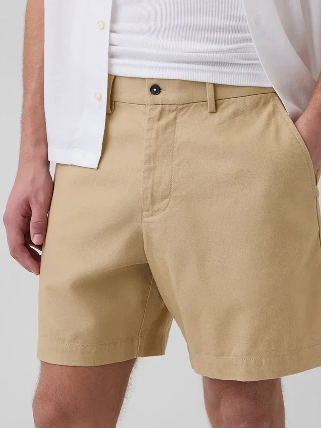 7,5" korte broek van linnen-katoen