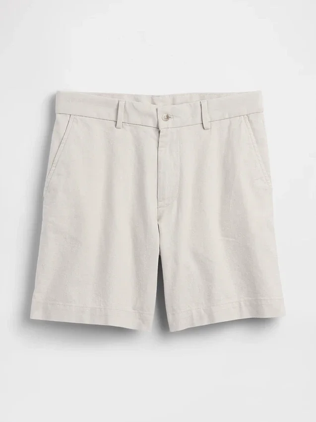 7,5" korte broek van linnen-katoen