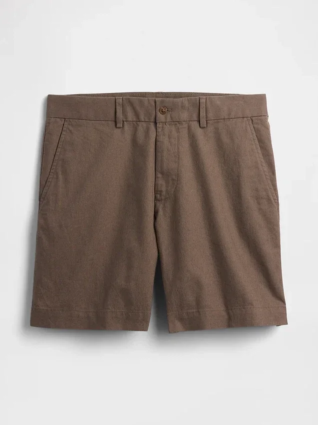7,5" korte broek van linnen-katoen