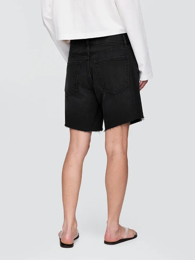 8" Korte broek van denim met middelhoge taille in losse jaren '90-stijl