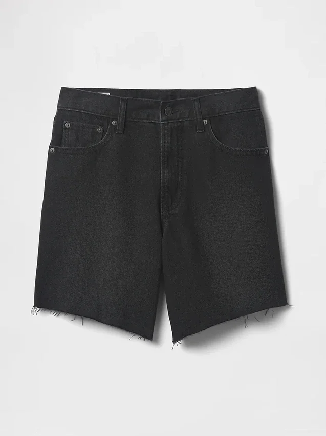 8" Korte broek van denim met middelhoge taille in losse jaren '90-stijl