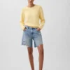 8" loszittende denim korte broek met middelhoge taille
