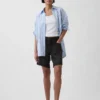 8" loszittende denim korte broek met middelhoge taille