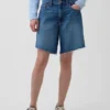 8" loszittende denim korte broek met middelhoge taille