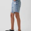 8" loszittende denim korte broek met middelhoge taille