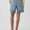 8" loszittende denim korte broek met middelhoge taille