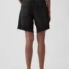 8" loszittende denim korte broek met middelhoge taille