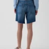 8" loszittende denim korte broek met middelhoge taille