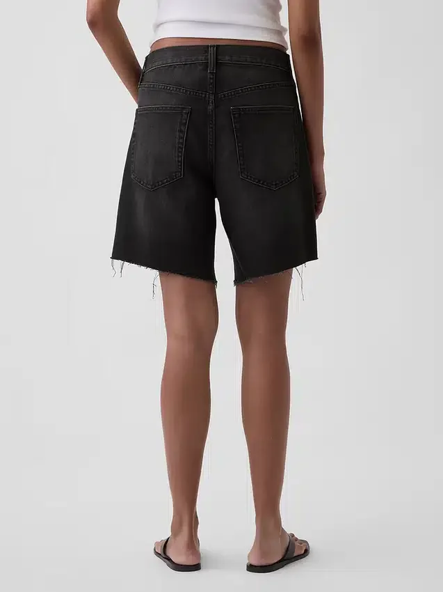 8" loszittende denim korte broek met middelhoge taille