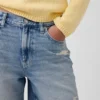 8" loszittende denim korte broek met middelhoge taille