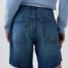 8" loszittende denim korte broek met middelhoge taille