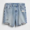 8" loszittende denim korte broek met middelhoge taille