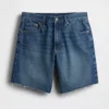8" loszittende denim korte broek met middelhoge taille