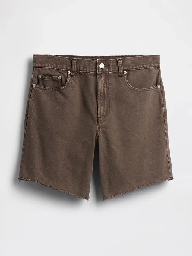 8" loszittende denim korte broek met middelhoge taille