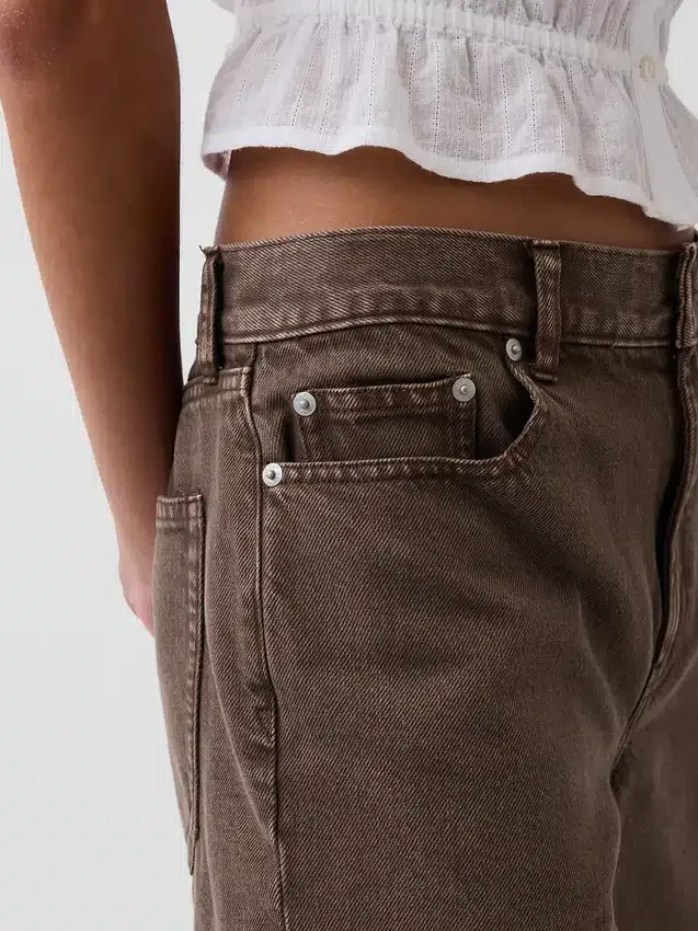 8" loszittende denim korte broek met middelhoge taille