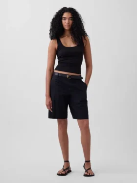 9" korte broek van linnenmix met lage taille