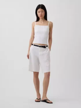 9" korte broek van linnenmix met lage taille