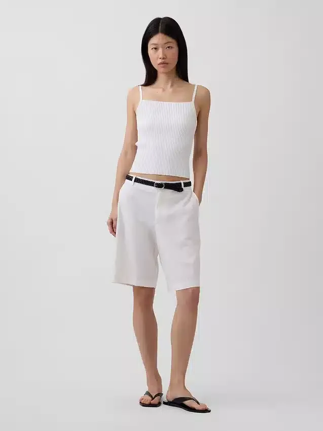 9" korte broek van linnenmix met lage taille