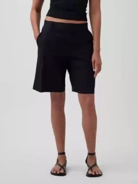 9″ korte broek van linnenmix met lage taille