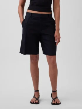 9″ korte broek van linnenmix met lage taille