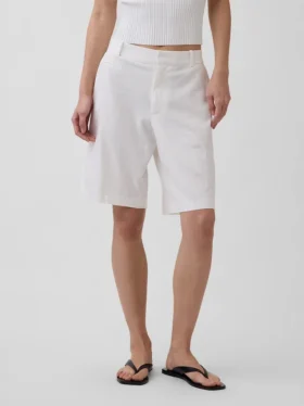9″ korte broek van linnenmix met lage taille