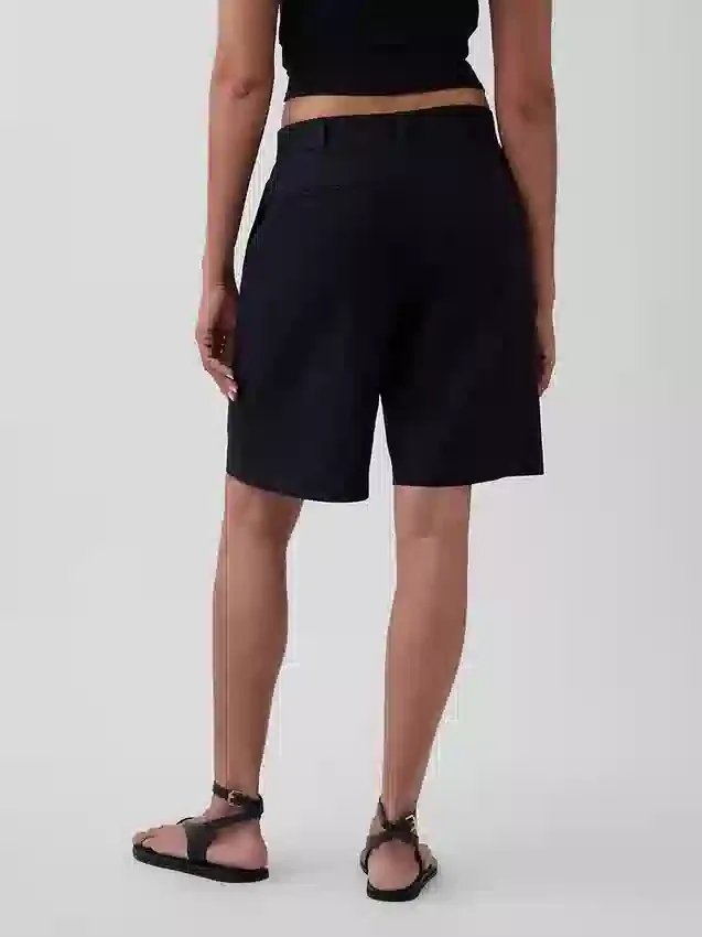 9" korte broek van linnenmix met lage taille