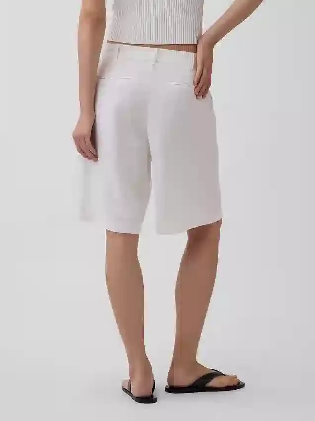 9" korte broek van linnenmix met lage taille