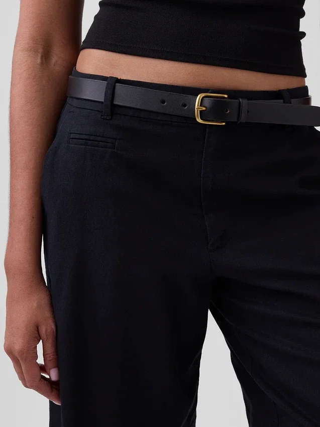 9" korte broek van linnenmix met lage taille