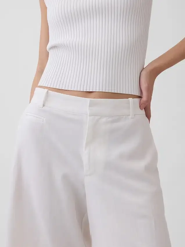 9" korte broek van linnenmix met lage taille
