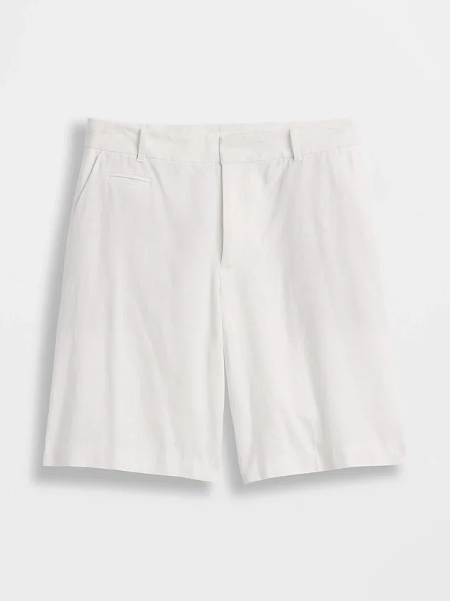 9" korte broek van linnenmix met lage taille