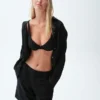 9" korte broek van linnenmix met lage taille