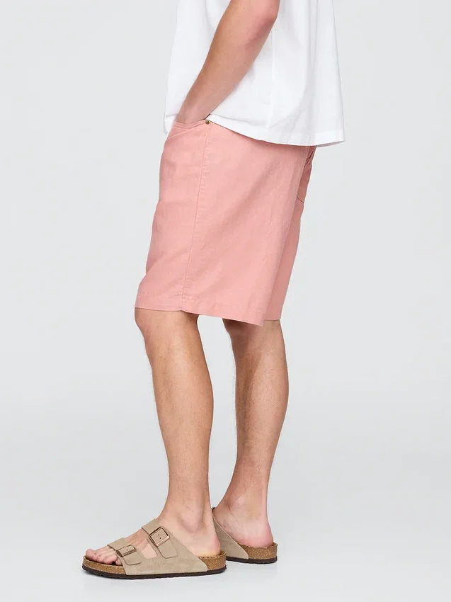 9" linnen-katoen-korte broek
