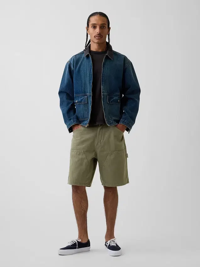 9" loszittende denim korte broek voor carpenters