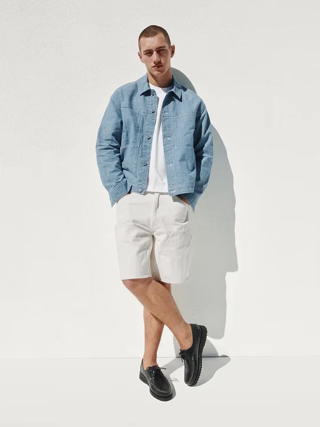 9" loszittende denim korte broek voor carpenters