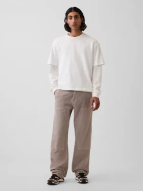 90S loszittende carpenter-Jeans met dubbele knieën