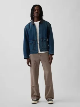 90S loszittende carpenter-Jeans met dubbele knieën