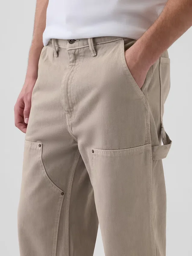 90S loszittende carpenter-Jeans met dubbele knieën