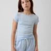 Aansluitend T-shirt met pointelle-rib voor kinderen