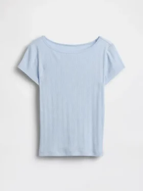 Aansluitend T-shirt met pointelle-rib voor kinderen