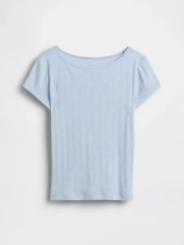 Aansluitend T-shirt met pointelle-rib voor kinderen