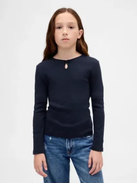 Aansluitend T-shirt met strikje en sleutelgat voor kinderen