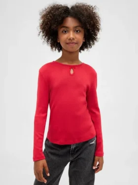 Aansluitend T-shirt met strikje en sleutelgat voor kinderen