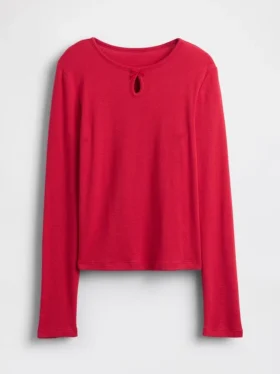 Aansluitend T-shirt met strikje en sleutelgat voor kinderen