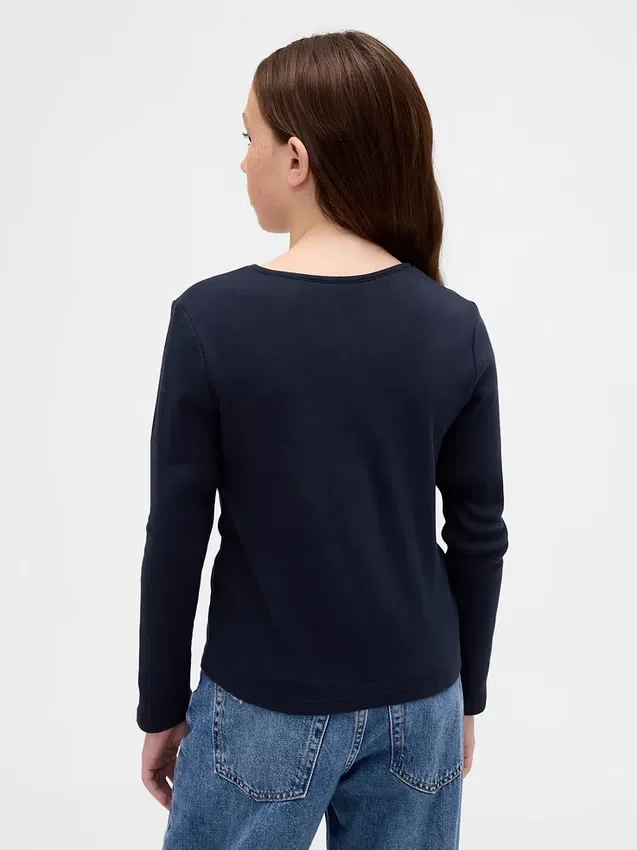 Aansluitend T-shirt met strikje en sleutelgat voor kinderen