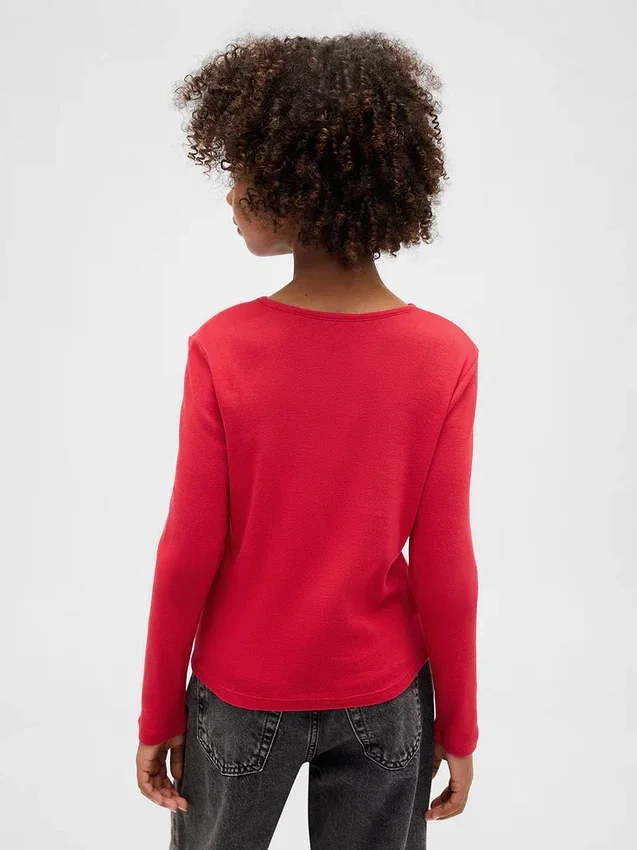 Aansluitend T-shirt met strikje en sleutelgat voor kinderen