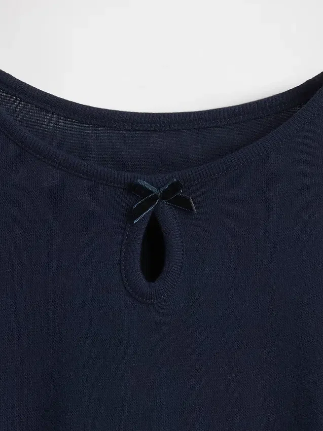 Aansluitend T-shirt met strikje en sleutelgat voor kinderen