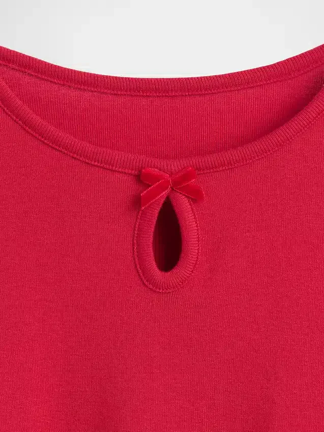 Aansluitend T-shirt met strikje en sleutelgat voor kinderen