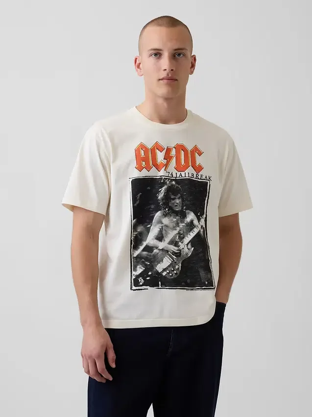 AC/DC T-shirt met print in relaxte pasvorm