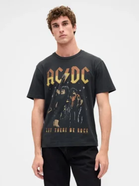 AC/DC T-shirt met print in relaxte pasvorm