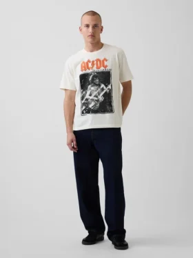 AC/DC T-shirt met print in relaxte pasvorm